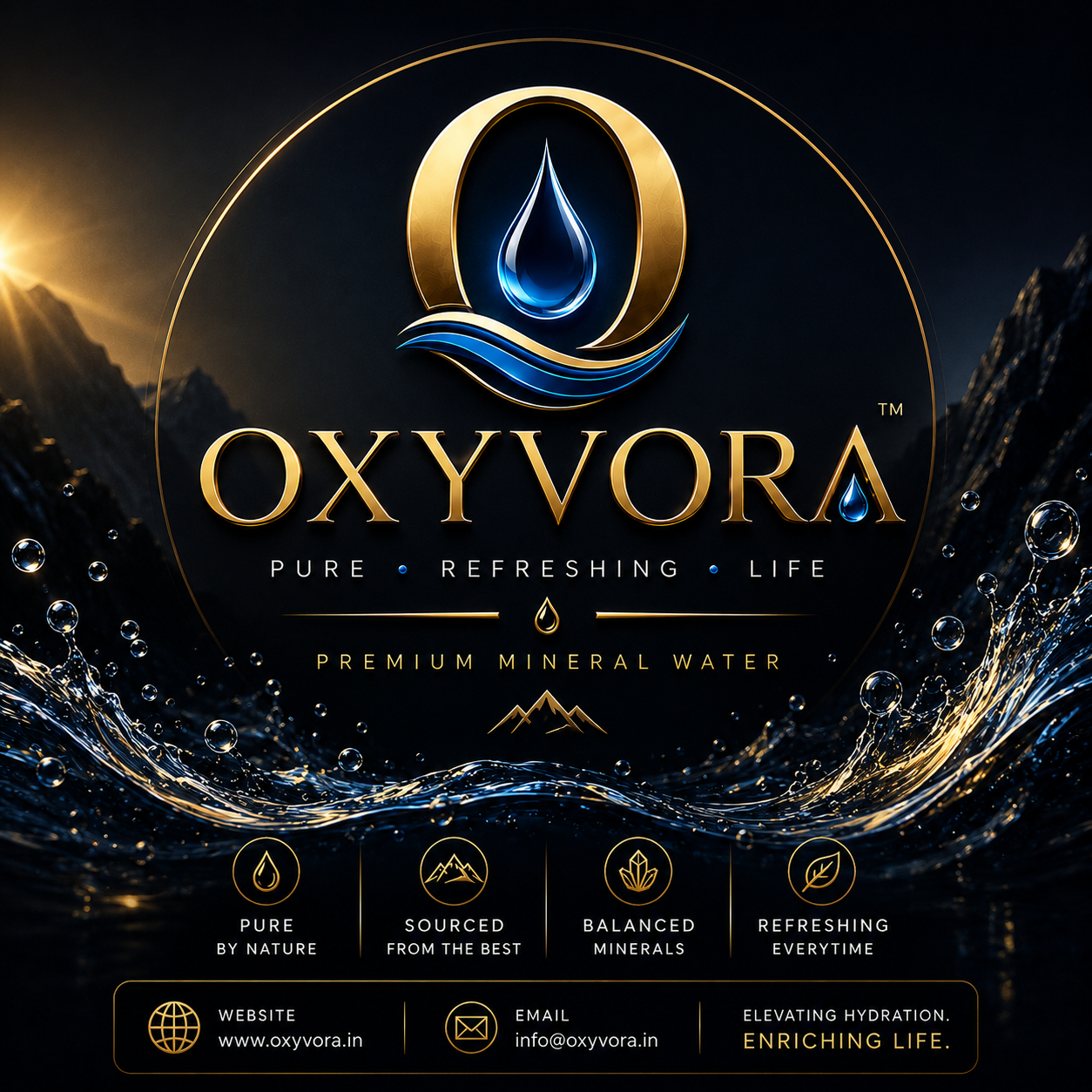 OXYVORA premium mineral water — pure, refreshing, life